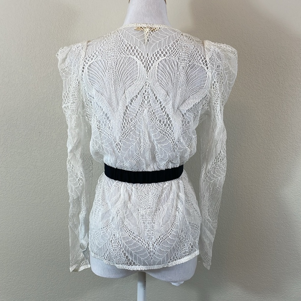 Maje White Lace Blouse Cardigan Size 2‎ - Picture 5 of 6